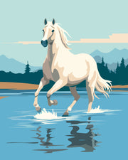 Cavallo bianco nel fiume